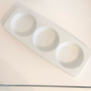 Crate Barrel Bret Bortner Condiment Spoon Ladle Rest Divided Serving Tray Plate